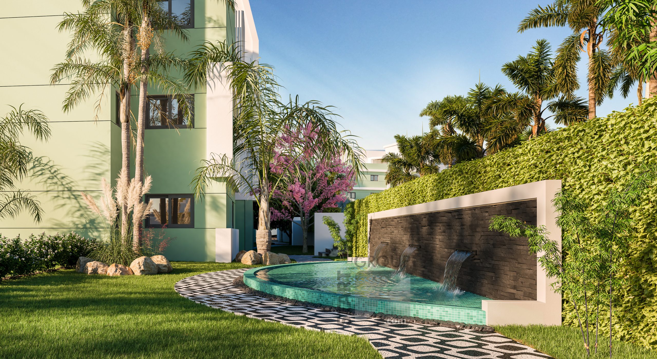 the gardens in this new golf development are inspiered by ipanema